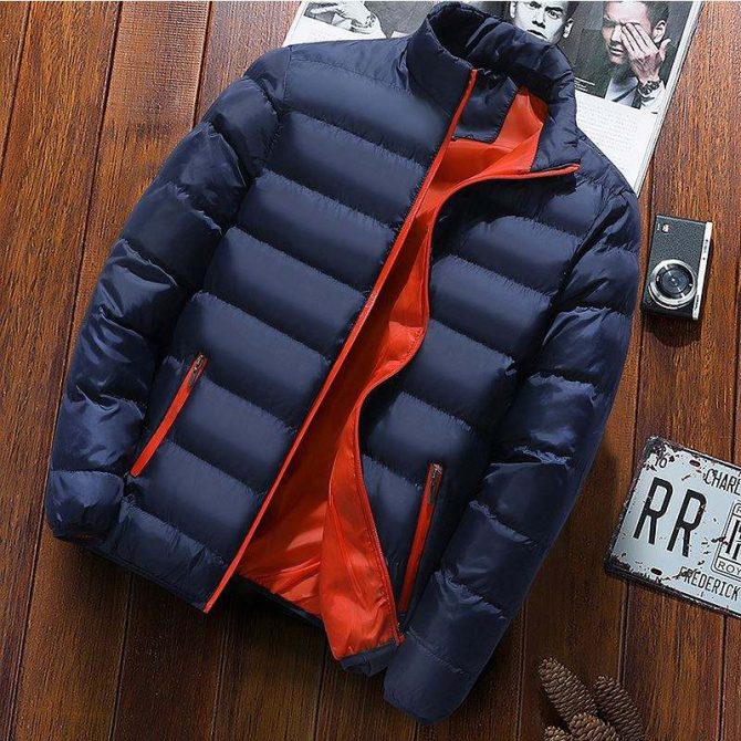 T1903 Men's Winter Jacket Solid Warm Coats  Winter sports padded jacket men stand collar outdoor cotton-padded jacket - Image 4