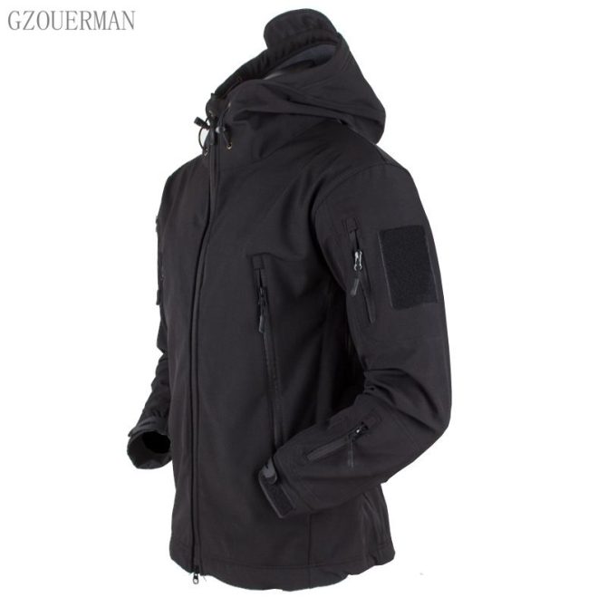 New fashion men autumn winter windproof waterproof breathable warm pockets fleece inner coat long sleeve outdoor jacket - Image 4