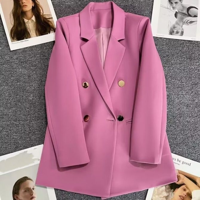 New Women Fashion Jacket Top Lapel Collar Luxury Button Blazer Top Plus Size Female Elegant Suit Coat - Image 3