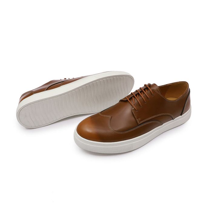 Latest Design Patent Genuine Leather Men's Casual Walking Shoes White Flat Comfortable Sole Zapatillas Hombre Other Trendy Shoes - Image 4