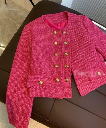 2023 Autumn Fashion Double breasted Gold Button Small Fragrant Coat Women's Versatile Short Vintage Coat