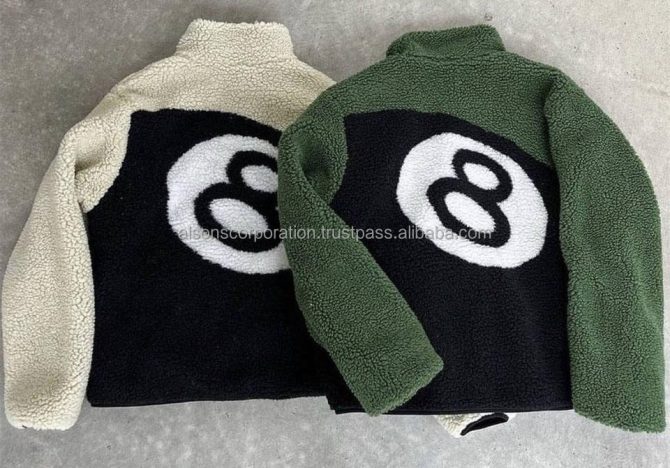 New teddy branded outdoor polar print 8 ball winter sherpa jacket for men Reversible sherpa fleece wholesale fur streetwear hip - Image 4