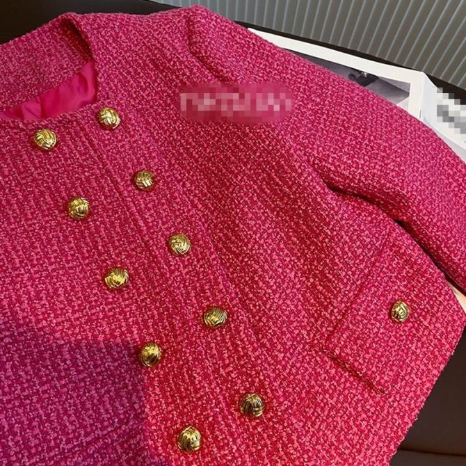 2023 Autumn Fashion Double breasted Gold Button Small Fragrant Coat Women's Versatile Short Vintage Coat - Image 6