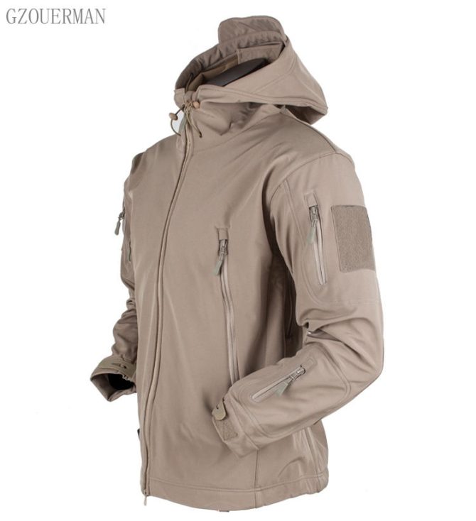 New fashion men autumn winter windproof waterproof breathable warm pockets fleece inner coat long sleeve outdoor jacket - Image 3