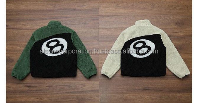 New teddy branded outdoor polar print 8 ball winter sherpa jacket for men Reversible sherpa fleece wholesale fur streetwear hip - Image 5