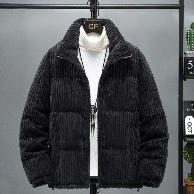 Plus-size men's corduroy Winter 2024 overcoat Warm coat Men's cotton jacket for men - Image 4