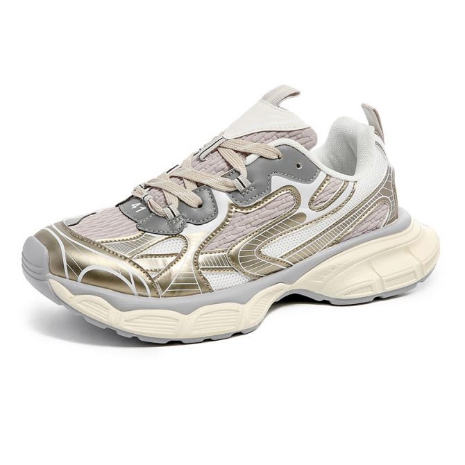 2023 new trend men's and women's platform sneakers casual shoes lace-up round toe tricolor dad shoes - Image 5