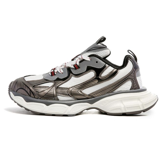 2023 new trend men's and women's platform sneakers casual shoes lace-up round toe tricolor dad shoes - Image 2