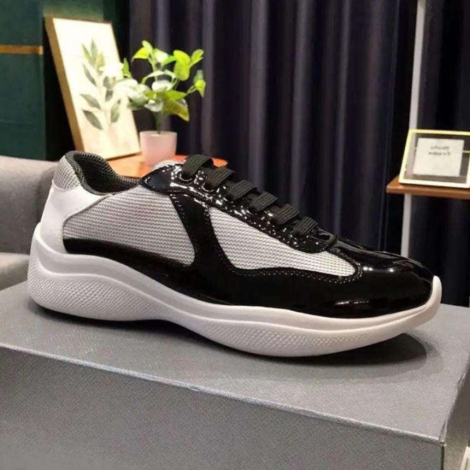 Hot selling fashion luxury men's patent leather mesh nylon outdoor designer sneakers casual shoes yellow - Image 3