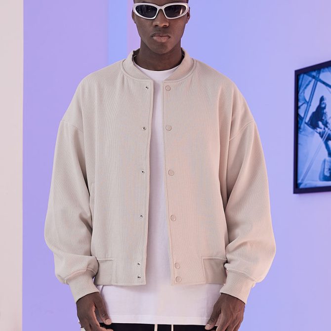 Fashion cardigan loose baseball jacket oversize bomber clothing custom mens jackets for men - Image 2