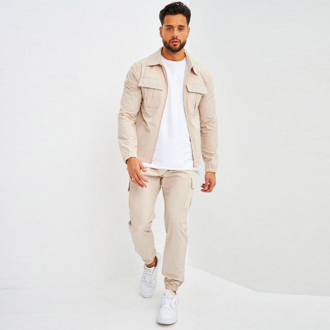 New design custom fashionable high street zip up jacket and cargo jogging pants 2 piece co-ord set - Image 4