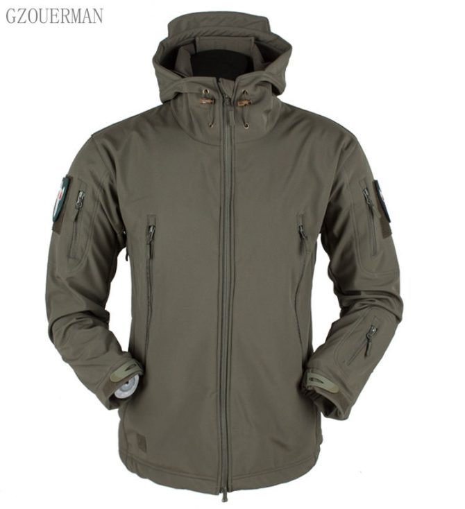 New fashion men autumn winter windproof waterproof breathable warm pockets fleece inner coat long sleeve outdoor jacket - Image 2