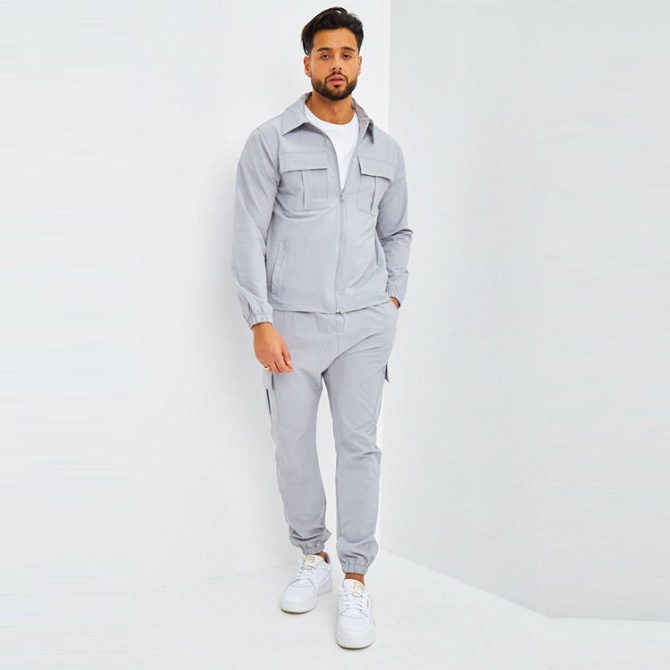 New design custom fashionable high street zip up jacket and cargo jogging pants 2 piece co-ord set - Image 2