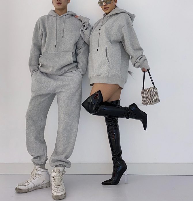 2023 Fall winter custom unisex two piece hoodie set plus size men's sets long fitness joggers pants hoodies set - Image 4