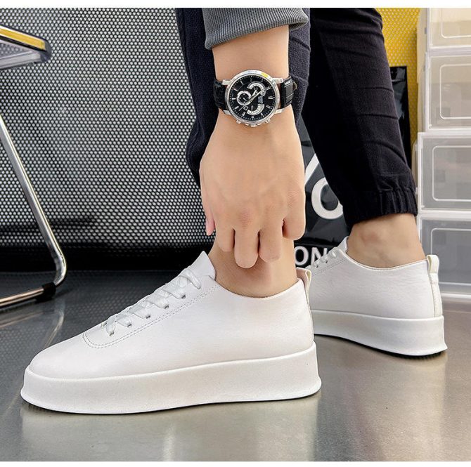 2024 Hot Selling Factory Wholesale Cool White Style  Men's Canvas Trendy Casual Sport Shoes Leather Sneakers For Men - Image 4