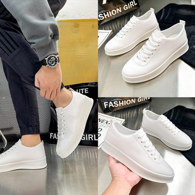2024 Hot Selling Factory Wholesale Cool White Style  Men's Canvas Trendy Casual Sport Shoes Leather Sneakers For Men - Image 2