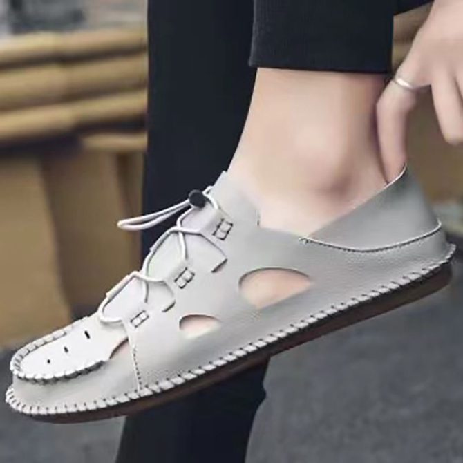 OEM Summer Trendy Men Sandals Soft Breathable Leather Non-slip Shoes Leisure shoe - Image 4