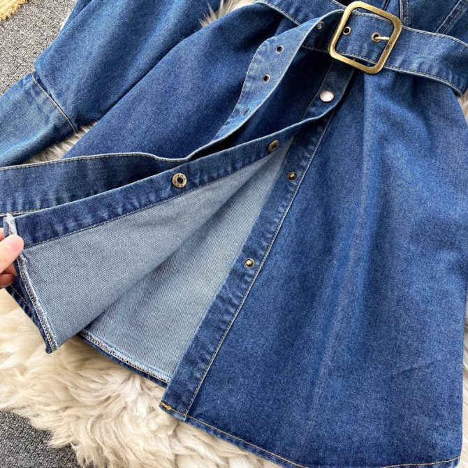 Wholesale Denim Shirt Women's Spring And Autumn 2023 New Belt Wear Long Sleeve Loose Inside Wear Medium Long Coat - Image 5