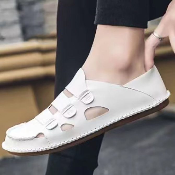 OEM Summer Trendy Men Sandals Soft Breathable Leather Non-slip Shoes Leisure shoe - Image 3