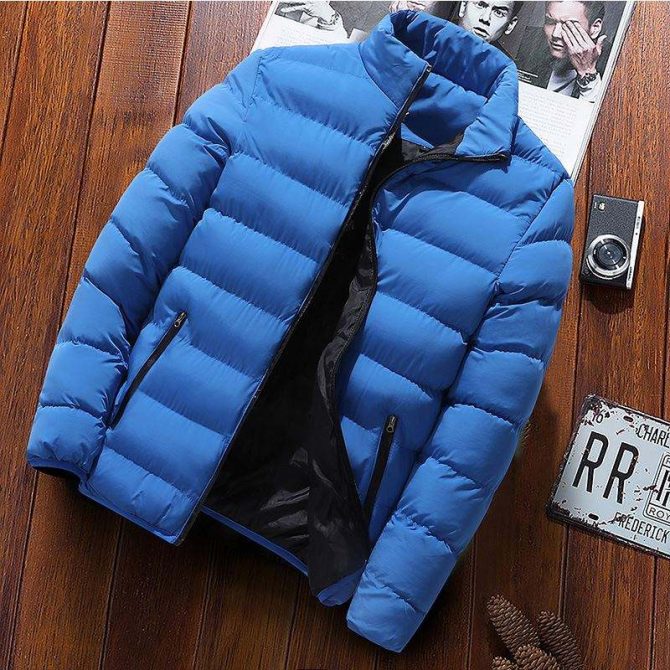 T1903 Men's Winter Jacket Solid Warm Coats  Winter sports padded jacket men stand collar outdoor cotton-padded jacket - Image 3