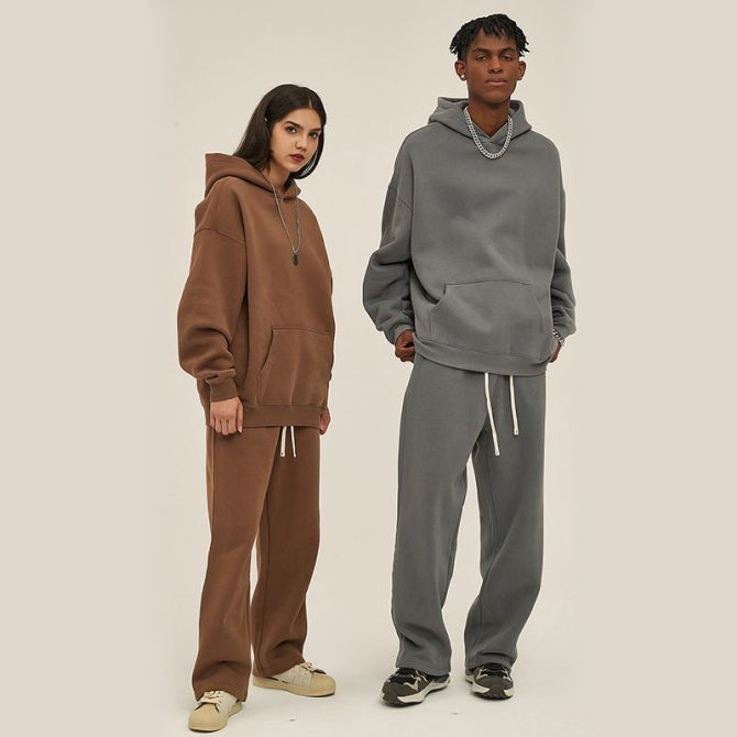 High quality french terry cotton hoodie two piece sweatpants sweatshirt jogger set custom hoodie and sweat pants set for men c26 - Image 4