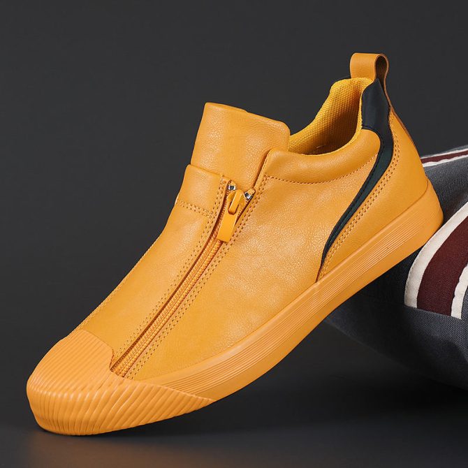 2023 black brown casual leather fashion style shoes Men's shoes breathable soft bottom leather shoes trendy