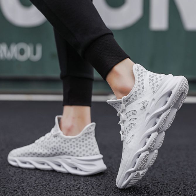 Customized men's other trendy shoes blade bottom layered pattern mesh casual shoes yee slow walking style sneakers - Image 5