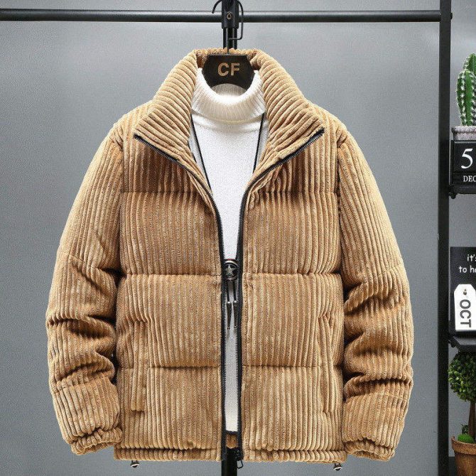 Plus-size men's corduroy Winter 2024 overcoat Warm coat Men's cotton jacket for men - Image 2
