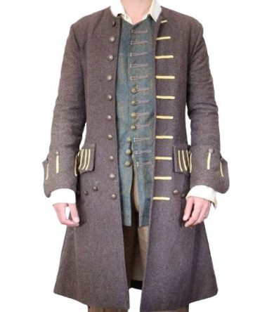 captain traditional 18th century frock gray wool coats