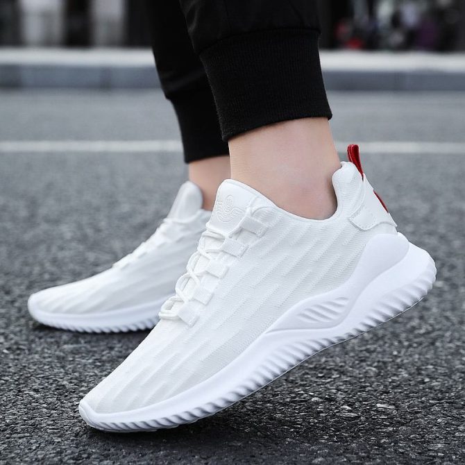 Breathable Sneakers Casual Footwear Breathable Fly Woven Comfortable Mens Running Shoes Hot Selling Sports PVC EVA Mesh WANDEFUL - Image 3