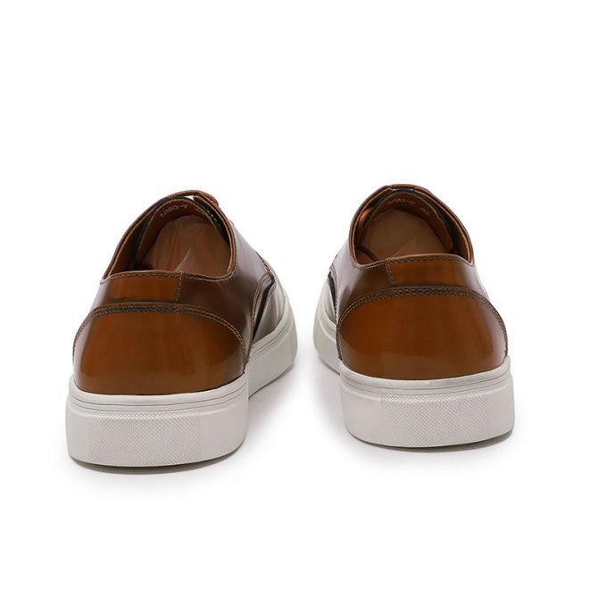 Latest Design Patent Genuine Leather Men's Casual Walking Shoes White Flat Comfortable Sole Zapatillas Hombre Other Trendy Shoes - Image 3