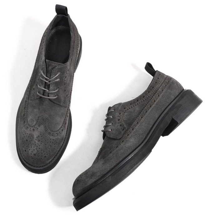 British Style Carved Brogue Lace-up Shoe Men Genuine Leather Trendy Shoes Wholesale Business Laces up Casual Cow Leather Rubber - Image 4