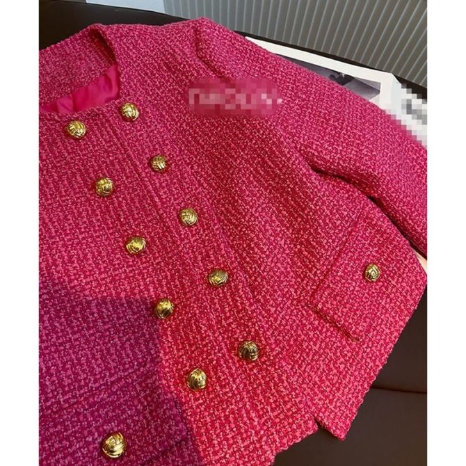 2023 Autumn Fashion Double breasted Gold Button Small Fragrant Coat Women's Versatile Short Vintage Coat - Image 3