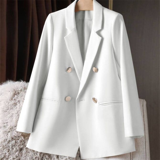 Wholesale 2024 Spring Autumn Ladies Blazer Office Fashion Design Metal Buttons Women Suit Jacket - Image 4