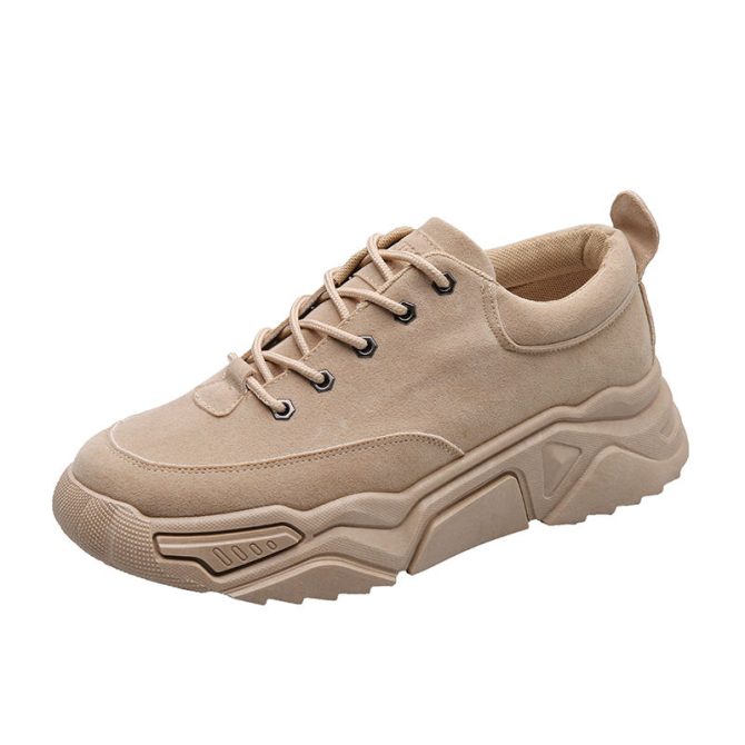 Newest comfortable shoes for men fashion casual sneakers camel suede pu lace-up sneaker