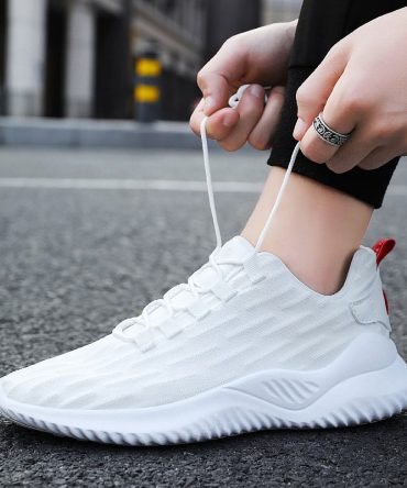 Breathable Sneakers Casual Footwear Breathable Fly Woven Comfortable Mens Running Shoes Hot Selling Sports PVC EVA Mesh WANDEFUL
