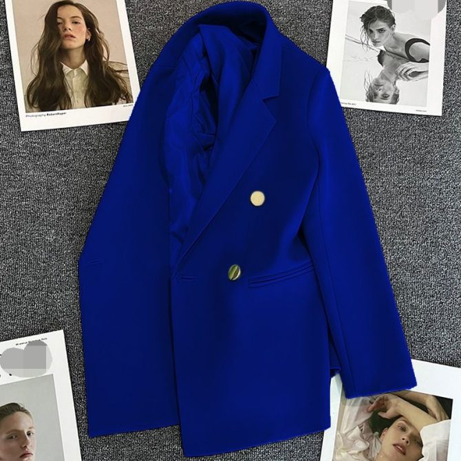 Wholesale Fashion women Coats designer casual long-sleeved Loose Blazer Double Button Suit - Image 5