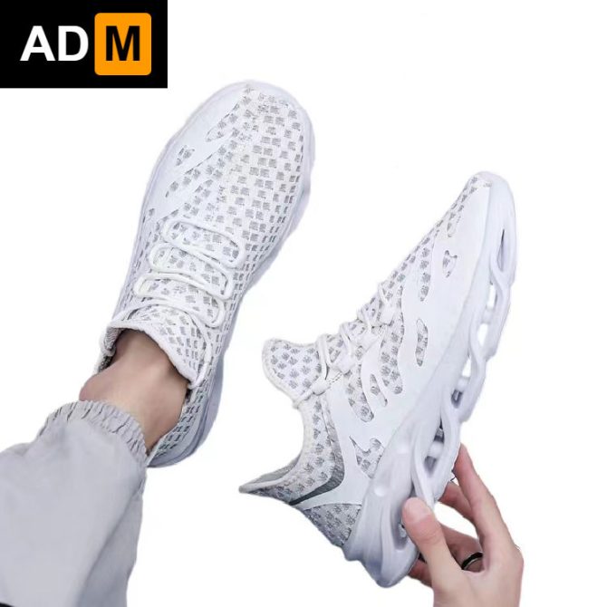 Customized men's other trendy shoes blade bottom layered pattern mesh casual shoes yee slow walking style sneakers