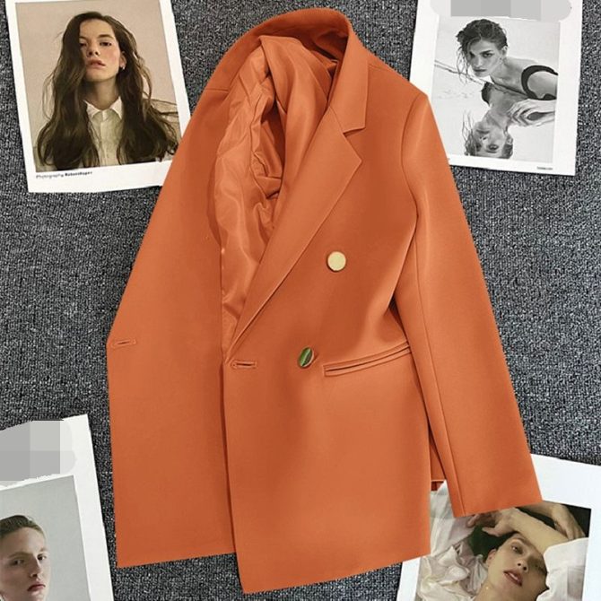 Wholesale Fashion women Coats designer casual long-sleeved Loose Blazer Double Button Suit - Image 4