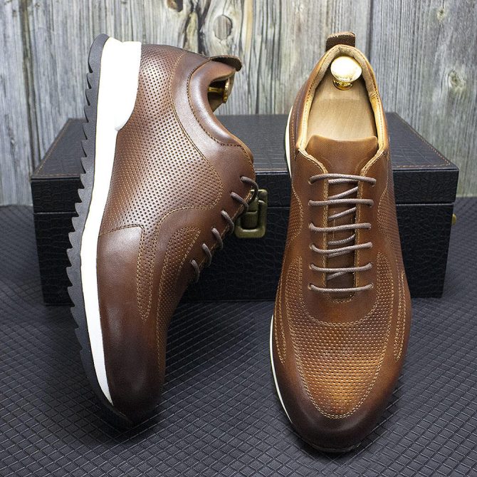 2023 Spring Breathable Men Sports Running Shoes Comfortable Leather Lace Up Casual Sneakers Other trendy Walking Stock Male Shoe - Image 5