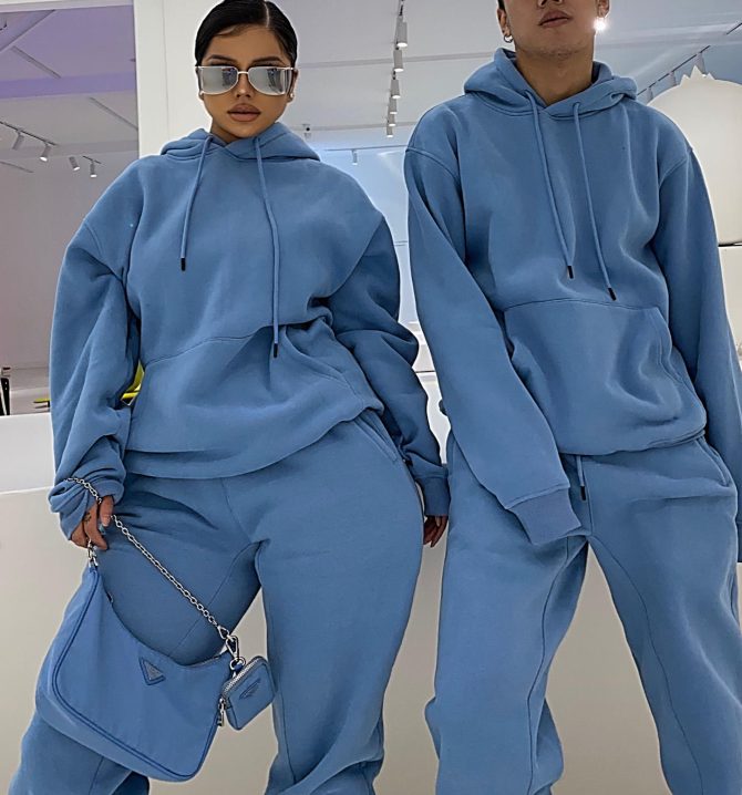 2023 Fall winter custom unisex two piece hoodie set plus size men's sets long fitness joggers pants hoodies set - Image 5