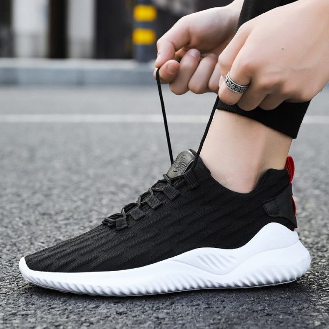 Breathable Sneakers Casual Footwear Breathable Fly Woven Comfortable Mens Running Shoes Hot Selling Sports PVC EVA Mesh WANDEFUL - Image 4