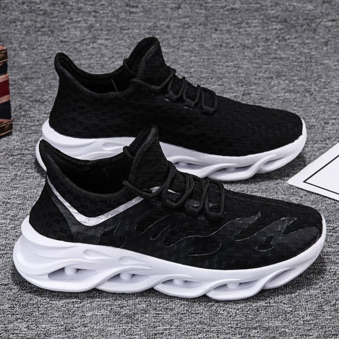 Customized men's other trendy shoes blade bottom layered pattern mesh casual shoes yee slow walking style sneakers - Image 3