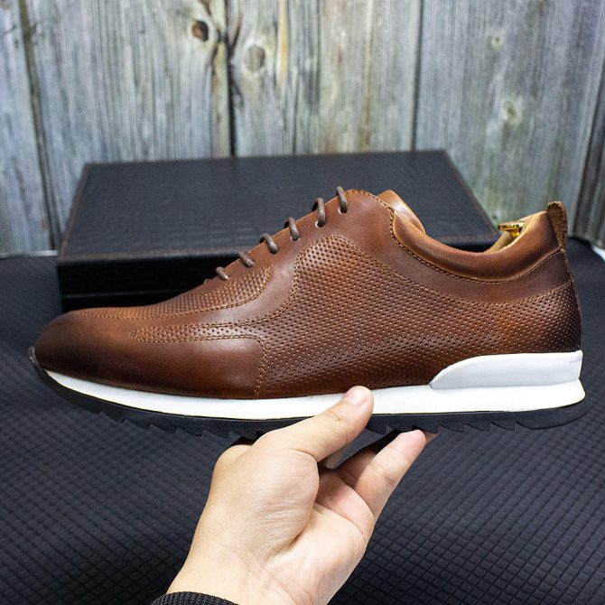 2023 Spring Breathable Men Sports Running Shoes Comfortable Leather Lace Up Casual Sneakers Other trendy Walking Stock Male Shoe - Image 6