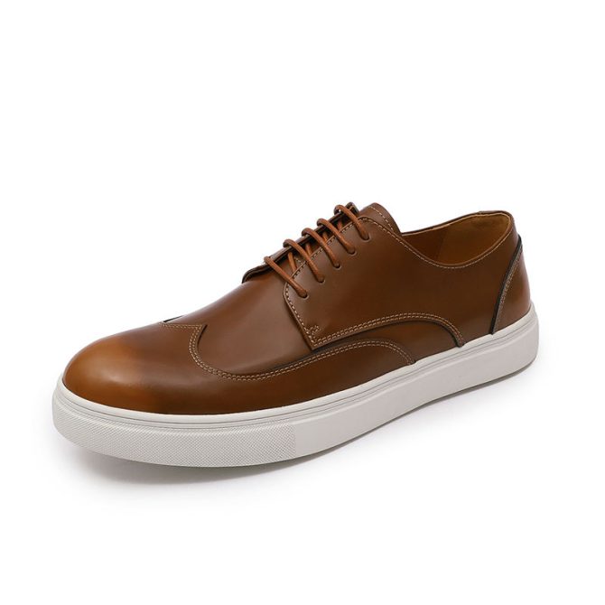 Latest Design Patent Genuine Leather Men's Casual Walking Shoes White Flat Comfortable Sole Zapatillas Hombre Other Trendy Shoes - Image 5