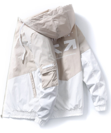 Custom Logo Spring Wholesale Fashion Windproof Hooded Plus Size White Bomber Coat Men's Jacket
