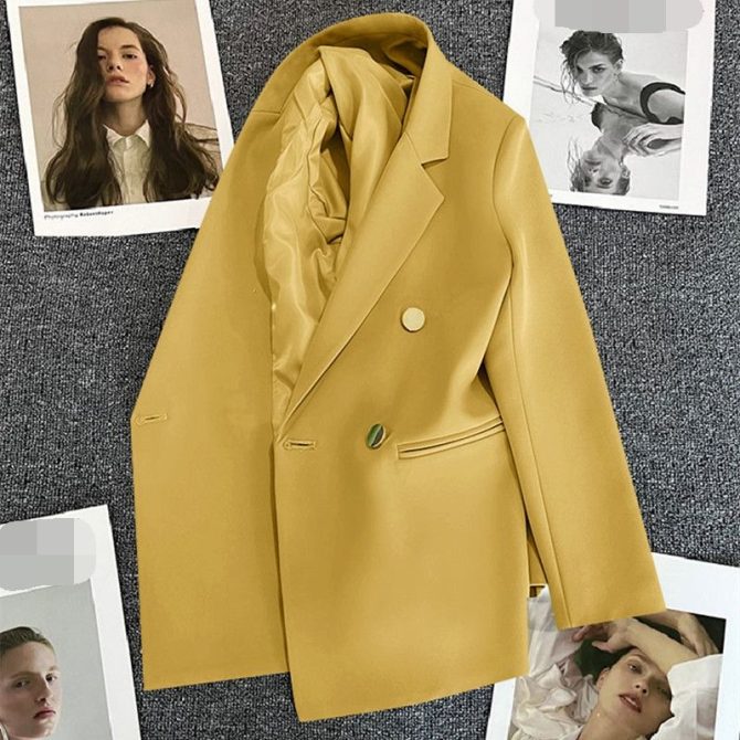 Wholesale Fashion women Coats designer casual long-sleeved Loose Blazer Double Button Suit - Image 6