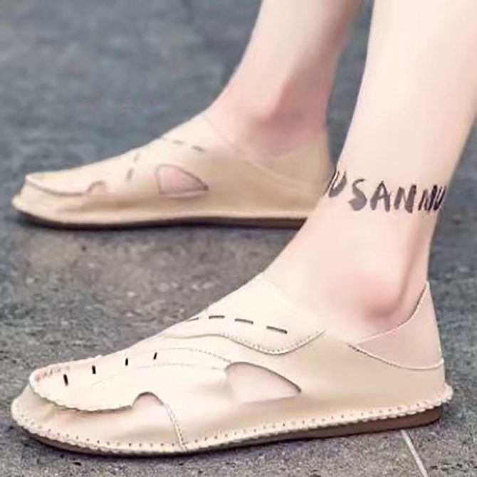 OEM Summer Trendy Men Sandals Soft Breathable Leather Non-slip Shoes Leisure shoe - Image 5