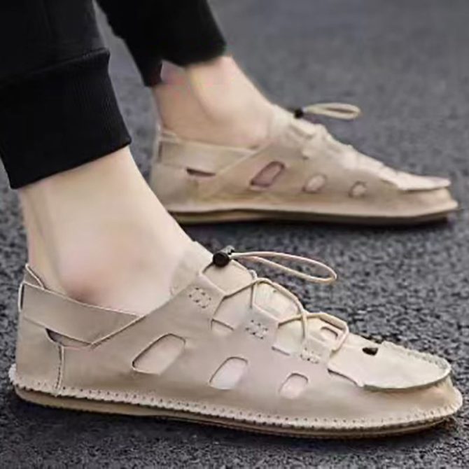 OEM Summer Trendy Men Sandals Soft Breathable Leather Non-slip Shoes Leisure shoe - Image 6
