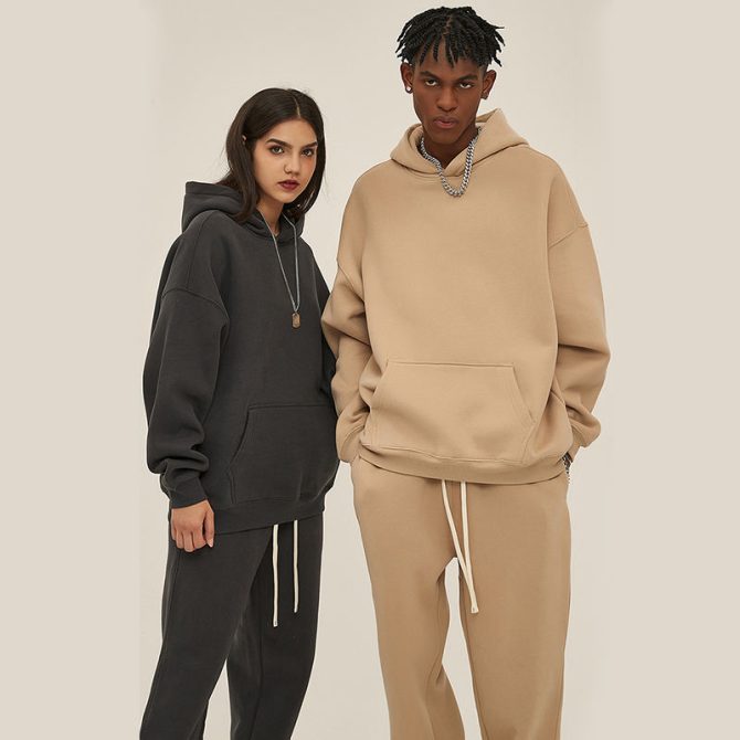 High quality french terry cotton hoodie two piece sweatpants sweatshirt jogger set custom hoodie and sweat pants set for men c26 - Image 6